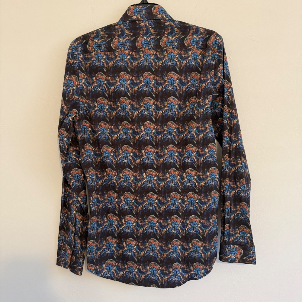 Paisley & Gray Mens Slim Fit Stain Glass Print Button Down Shirt Small - Picture 3 of 11